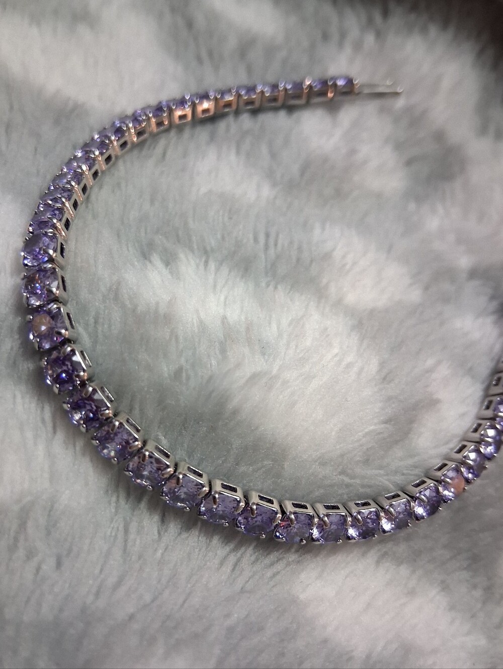 Purple CZ Silver Tennis Bracelet - Women's Jewelry - Picture 5 of 7